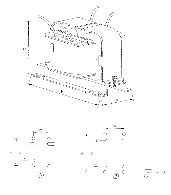 Dimensions - C-core Transformer 60-150VA