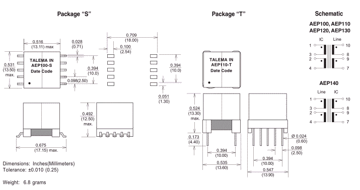 Dimensions & Schematic - Pins