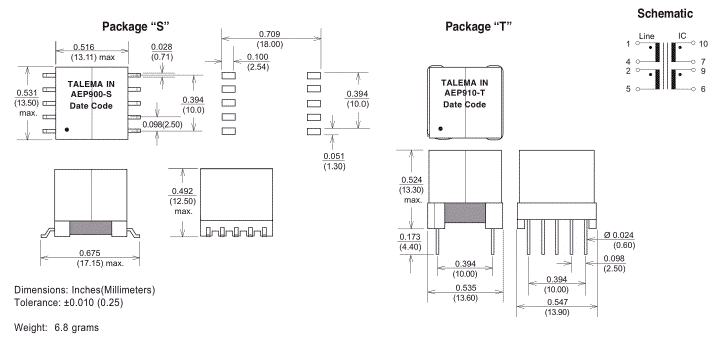 Dimensions & Schematic - Pins