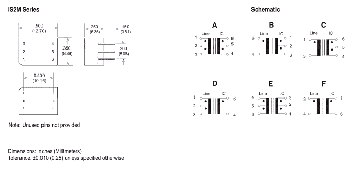 Dimensions & Schematic - Pins