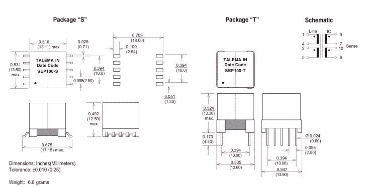 Dimensions & Schematic - Pins