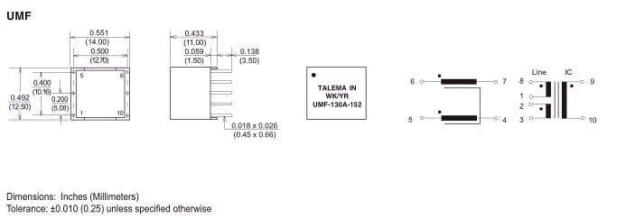 Dimensions & Schematic - Pins