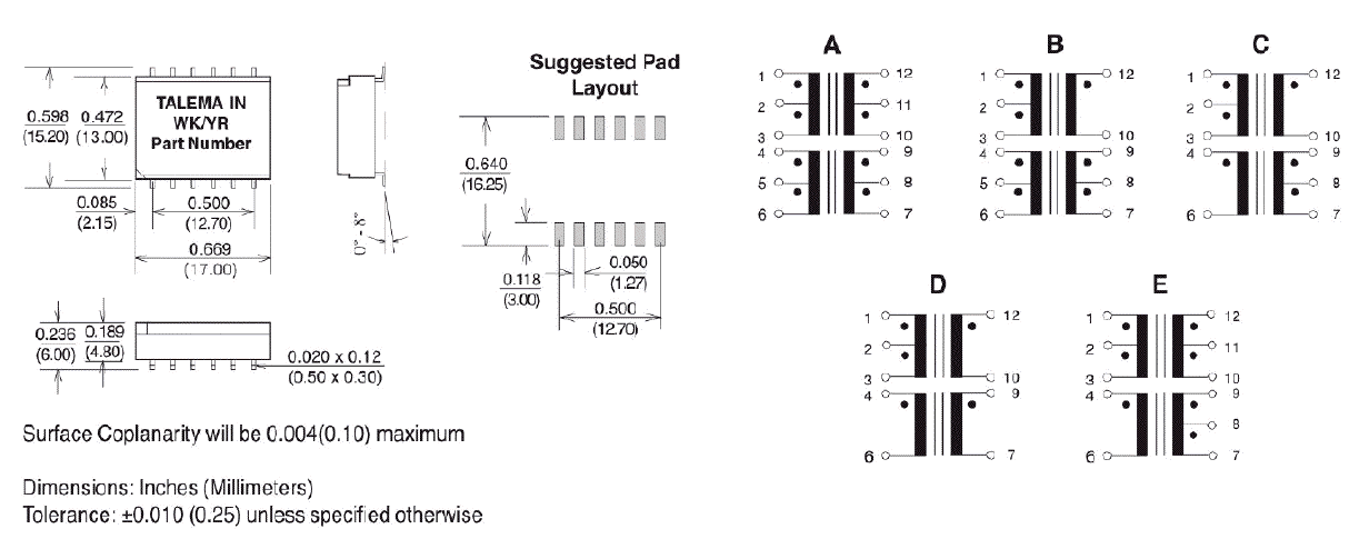 Dimensions & Schematic - Pins